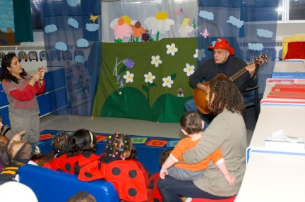 Victor infront of kids presenting Polka-Dot Troubles