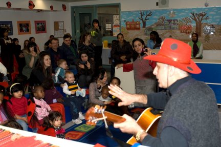 Victor infront of kids presenting Polka-Dot Troubles